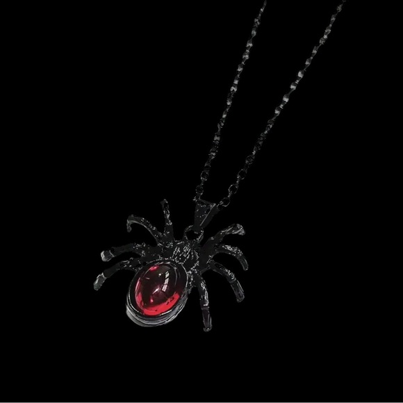 Gothic Black/Red Cute Spider Pendant Necklace‎ Punk  Retro Style Fashion Jewelry - Picture 8 of 14